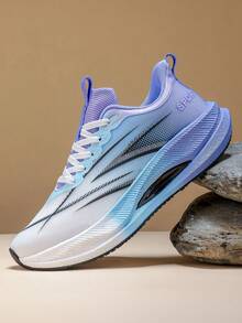 Men's Lightweight Soft Bottom Mesh Casual Shoes, Breathable Versatile Thick Sole Non-Slip Athletic Sneakers - Mauve Purple - View 2