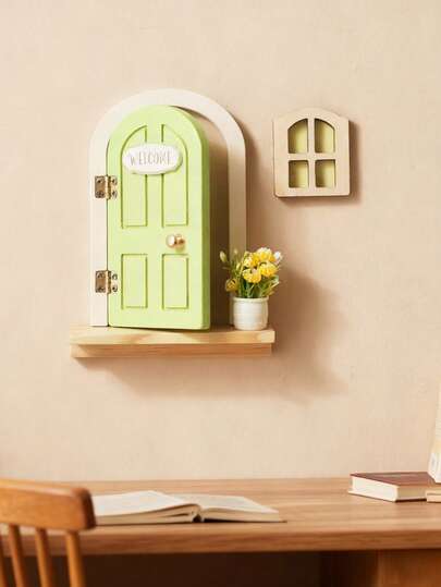 1pc New Nordic Style Cute Wooden Baby Room Decor, Children's Companion, Balcony Window Fairy Door, Princess Room Decoration