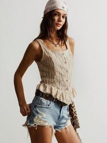 Rusttydustty A Numbered Sleeveless Casual Vacation Top For Women Boho Easter Beach Hawaii Music Festival Tropical Vacation - Coffee - View 6