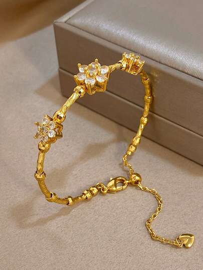 1 pieza Brazalete de lujo para hombres de acero inoxidable chapado en oro de 18K con diseño floral minimalista tejido, adecuado para el Día de San Valentín, fiestas, ocasiones formales, uso diario, carnaval, Año Nuevo, boda, playa, aniversario, joyería bohemia, cumpleaños, regalo para damas de honor