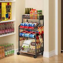 Can Organizer Pantry - Rolling Snack Cart, Multi - Layer Soda Can Organizer Pantry, Mobile Beverage Storage Rack With Wheels, Versatile Metal Shelf Kitchen And Office, Black Brown - Black Brown - View 5