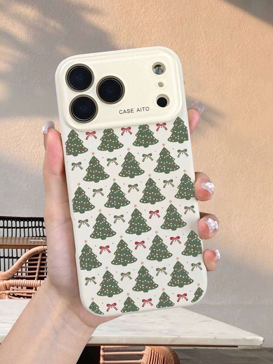 Festliche Handyhülle mit Weihnachtsbaum- und roter Schleifenmuster – Winterliche Ästhetik, Schutzhülle und robustes Zubehör, kompatibel mit iphone17 promax/17 pro/17/Air/16promax/16pro/16/15promax/15pro/15/14promax/14pro/14/13promax/13pro/13/12promax/12pro/12 - Grau - Übersicht 1