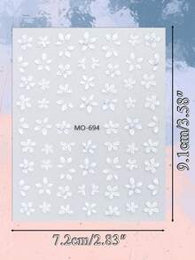 3/6片装 5D 仿珍珠花朵美甲贴纸，白色、粉色、蓝色浮雕花卉美甲贴花，适合 DIY 美甲美甲用品 - 彩色 - 查看 5