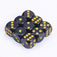 8颗1.6厘米黑色圆角亚克力骰子，金色圆点六面骰子，适用于派对和游戏
