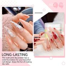 Saviland裸色指甲粉，2.1盎司，打造自然法式美甲，强韧保护指甲，新手也能轻松上手，无需UV灯，持久显色，家用美甲沙龙DIY入门套装 - 淺粉色 - 查看 2