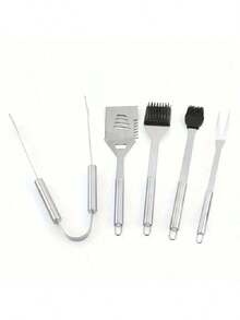 1pc Stainless Steel Barbecue Fork, Essential Grilling Accessory - Silver - View 4