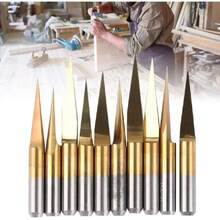 Broca para grabar, 175 mm de titanio recubierta de acero de tungsteno Grabado CNC Herramienta de talla de brocas (10pcs)(3.175 * 10°*0.1),37268661 - Dorado - Ver 1
