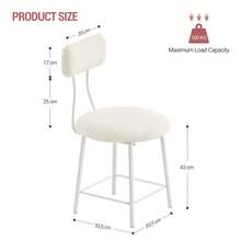 HEXCELEN Dressing Table Chair With Gold Legs, Vanity Stool Chair With Soft Padding, Makeup Dressing Table Stool For Bedroom, Living Room, Velvet Pink - White - View 7