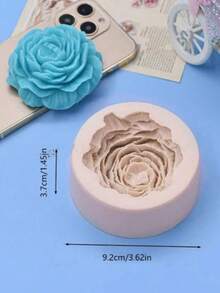 1pc Peony Flower Silicone Mold, Suitable For DIY Candle Making - Grey - View 2