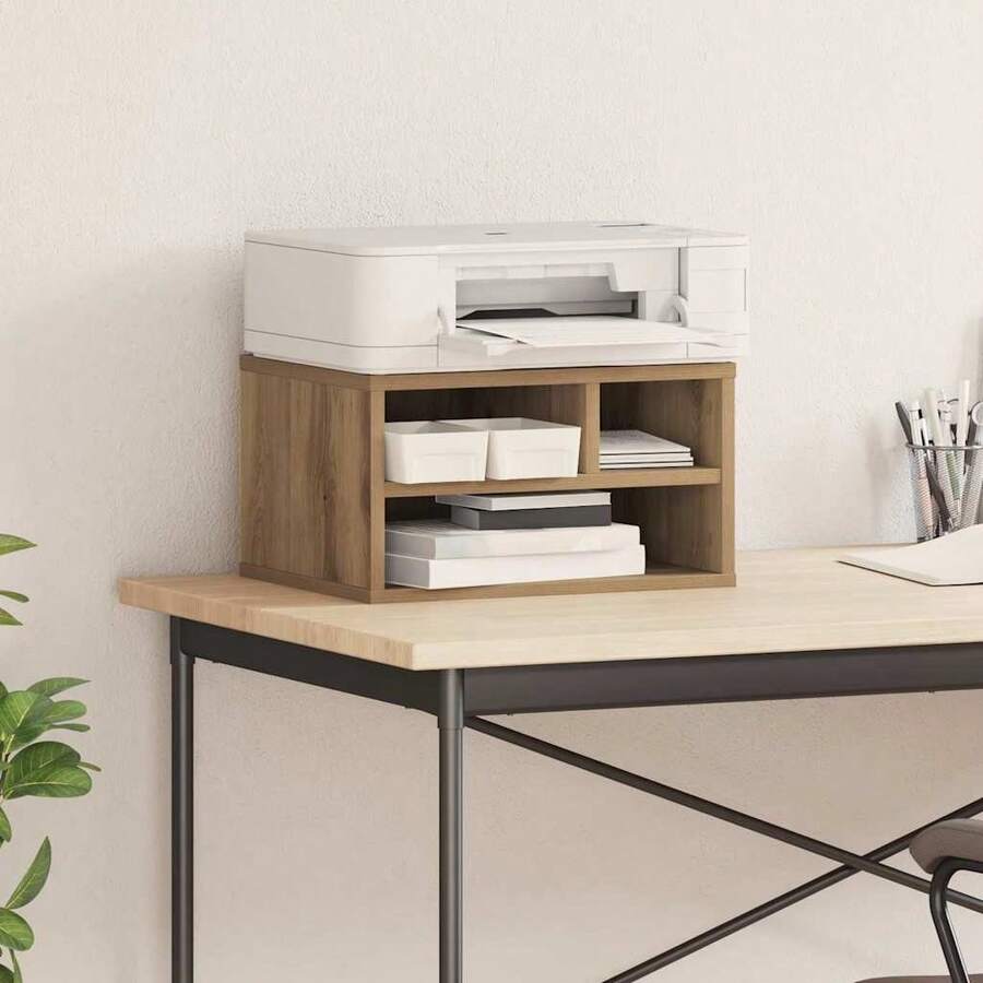 vidaXL Suporte d'imprimante Chêne artesanal 40 x 32 x 22,5 cm - Castanho - Ver 1