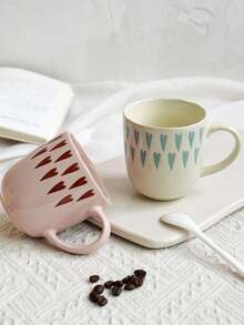 浪漫心形陶瓷马克杯，情侣杯，可爱浮雕心形水杯咖啡杯，简约家居杯，情侣礼物 - 彩色 - 查看 2