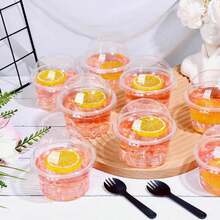 200/60/40/20 件套塑料甜点杯，带盖和勺子，冷冻甜点杯，一次性甜点杯，适用于酸奶、布丁、果冻和慕斯（8 盎司） - 彩色 - 查看 4