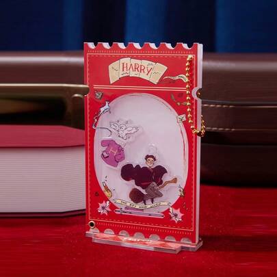 Miniso Harry Potter Series DIY Shaking Polaroid Photo Frame (Red) - Exquisite Character Pattern Detail With PDQ, Acrylic Material, Cartoon Character Decoration, Interactive Shaking Design For Photo Display & Desktop Decoration(1 PC)