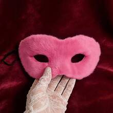 3D Soft Plush Mask & Eye Mask Set, Suitable For Halloween, Music Festival, Party, Couples Valentine's Day Costume - A - View 4