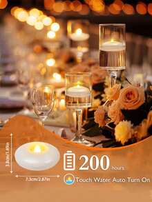无焰LED漂浮防水蜡烛灯，象牙白茶蜡，电池供电闪烁许愿蜡烛，适用于圆柱形花瓶，可用于婚礼、派对、泳池、情人节、节日中心装饰 - 白色 - 查看 2