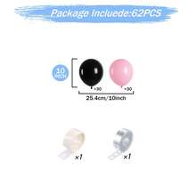 62个/108个/141个粉色和黑色气球、丝带、蝴蝶结装饰套装，适用于生日派对、婚礼派对、情人节派对、周年纪念派对