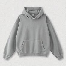 [Free Shipping]Mens Hoodies Oversized Unisex Acid Wash Hoodie Heavyweight Fleece Vintage Cotton Sweatshirt Men Women - A-灰色 - 查看 2