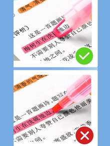 5pcs Double-Headed Fluorescent Highlighter Pens With Visible Window, Suitable For Daily Highlighting, Drawing, Marking, Plastic Material, Suitable For Office, School Supplies, Gifts, Back To School Season - Multicolor - View 9