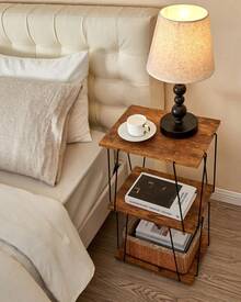 Oferta especial de Año Nuevo y San Valentín:Mesa de centro multifuncional de diseño de tres niveles en color marrón - Marrón - Ver 7