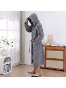 1pc Unisex Bathrobe, Long Robe, Loungewear Robe, Kimono, Sleepwear, Suitable For Men And Plus Size Women, Casual Home, Spa, Salon Use, Gift Bathroom Decor - Multicolor - View 17