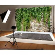 1pc Vintage Stone Wall Backdrop Banner, Decorated With Green Ivy Leaves, Stone Wall Design, Suitable For Holiday Decor, Party Decor, Patio, Garden, Living Room Decor, Live Streaming Background, Wedding, Bridal Shower, Anniversary Decor, Photography Props - Multicolor - View 6