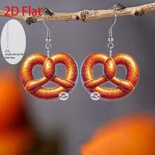 2D flat golden and crispy salt and pepper roll pendant earrings, fashionable jewelry, party gift, perfect for family and friends as a holiday present - Multicolor - Ver 5