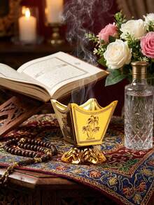 1件/1套 多边形方角金属香炉，轻奢华风格金色香座。适用于水疗、瑜伽和冥想、家居装饰、独特礼品创意、香薰支架、房间装饰，阿拉伯风格夹子设计炭夹 - 彩色 - 查看 6