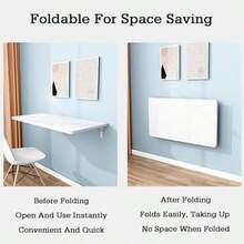 Genérico Mesa Plegable for balcón montada en la ParedBanco de Trabajo for lavandería Estante de Pared con Hojas abatibles Ahorro de Espacio for Sala de Estar Dormitorio y Oficina 60x25cm - Color1 - Ver 7