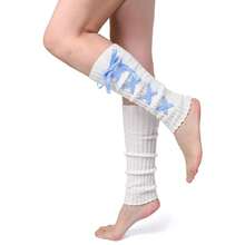 Women's Y2K 80s Leg Warmers Socks Rib Knit Boot Socks,OneSize,BlueWhite - BlueWhite - View 1