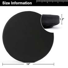 Tromlycs Cojín redondo para asiento de bar con elástico de 14 pulgadas para taburete de bar funda de cojín de piel sintética negra - SolemnNegro - Ver 3