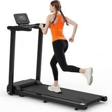 Folding Treadmill With Handles | 2.5HP Foldable Treadmill With LED Display | 300LBS Capacity | Ideal For Home & Small Spaces - 黑色 - 查看 8