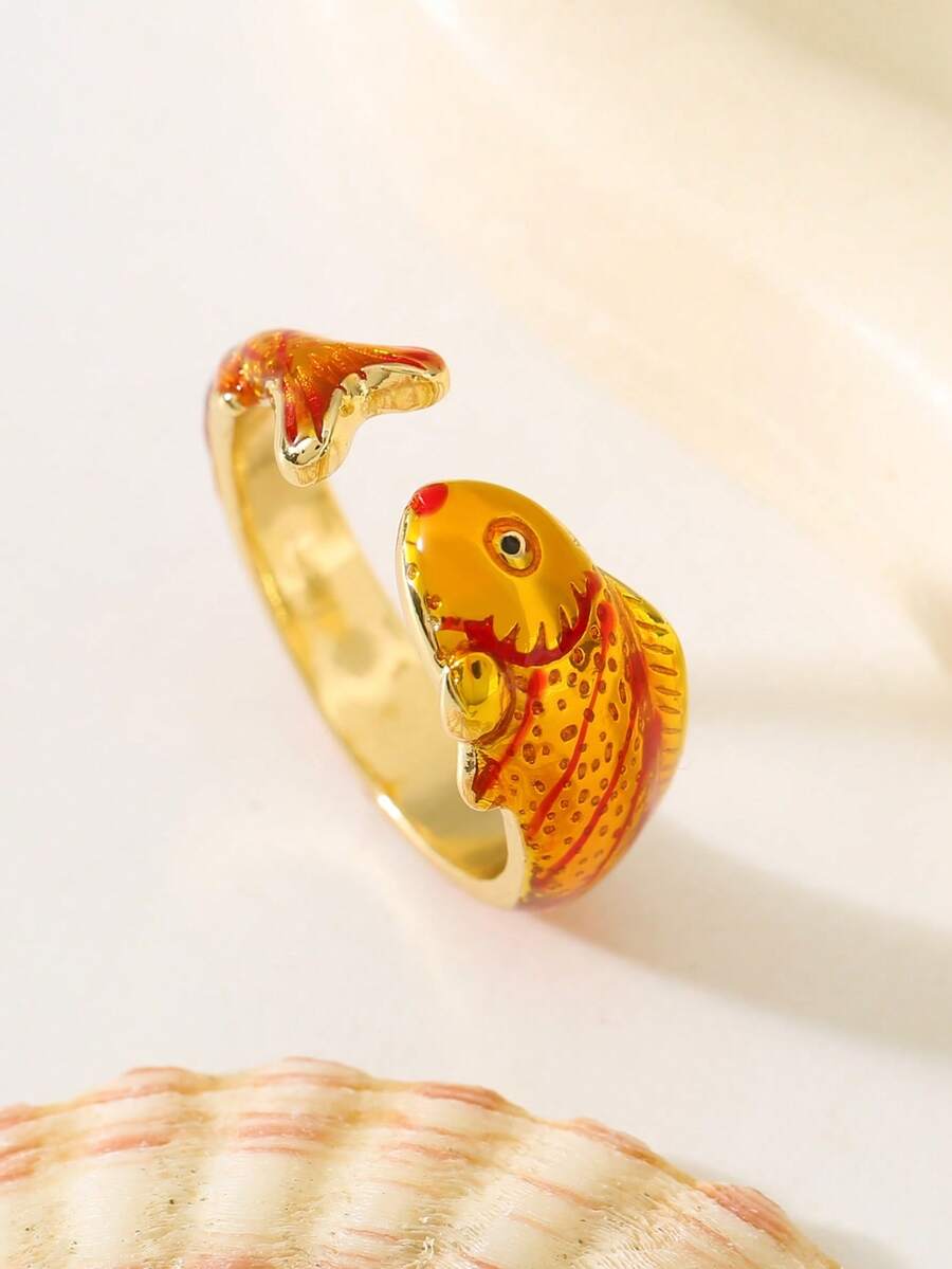 1 chiếc nhẫn hình giọt dầu cá nhỏ thời trang mới, thiết kế độc đáo dành cho nữ giới đeo hàng ngày, có thể làm quà tặng cho bạn bè.