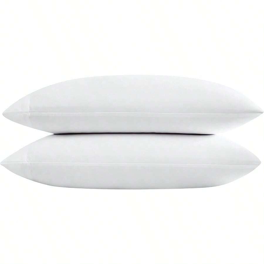 - Juego de Funda de Almohada de algodón Satinado de Lujo 800 Hilos Juego de Cama Suave y Suave Blanco Fundas de Almohada estándar - Blanco - Ver 1