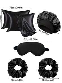 5pcs Sleep & Hair Care Tool Set, Includes 1 Silk Pillowcase, 1 Soft Sleep Mask, 1 Silk Hair Wrap, 2 Silk Scrunchies, Essential Sleep & Beauty Set For Home, Salon, Hotel, Party, Wedding, Birthday, Holiday Gift - Multicolor - View 2