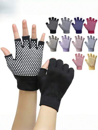 1 Pair Yoga Five Finger Non-Slip Gloves, Dumbbell & Gym Equipment Training Anti-Slip Gloves, Fitness Cycling Climbing Half Finger Gloves, Wrist Protection Anti-Callus, Unisex For Men And Women, Suitable For Cycling, Mountain Biking, Outdoor Fitness, Climbing, Hiking, Racing, Shooting, Weightlifting, Gym Accessories, Wear-Resistant Palm Protection, Breathable Shock Absorption