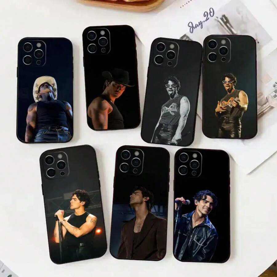 Funda de Teléfono Singer Joe J-Jonas para 17,16,15,14,13,12,11 Plus, Pro Max, Cubierta Negra de Silicona Suave - Z4 - Ver 1