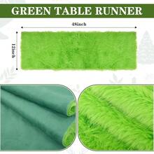 Green Christmas Table Runner 48 Inch, Fluffy Faux Fur Dresser Cover Top, Dresser Runners For Bedroom, Coffee Table, Vanity Desk, Birthday Christmas Party Home Decorations - Green - 查看 5