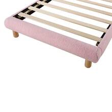 Single Bed 90x200cm, Children's Bed, Teen Bed, Upholstered Bed, Wooden Slatted Base, Fleece-Effect Fabric, Pink - Pink + Velvet - View 2