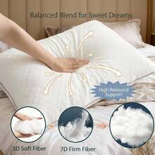 2-Pack Pillows,Bed Soft Support Queen Pillow Pillow Helps Sleep And Protect The Neck Pillow , Hotel Collection Standard/Queen Bed Pillow Set Set Of 2 Down Alternative Bedding For Supine, Stomach Or Side Sleepers Luxury Hotel Comfort Pillow Holiday Perfect Gift For Home Decor Bed Pillows And Home Goods(White) 20X30in - trắng - Xem 3
