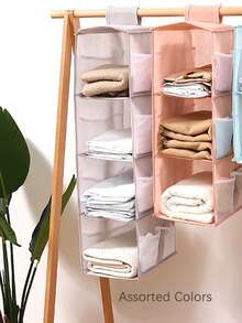 1pc Hanging Wardrobe Storage Rack, 2/3/4 Tier Oxford Cloth Mesh Pocket Organizer, Multi-Color Options - Multicolor - View 11