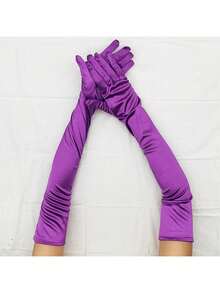 1/3/12 Pairs Women's Long Satin Stretch Gloves – Bridal Wedding & Kentucky Derby Tea Party Hand Decorations - Champagne - View 7