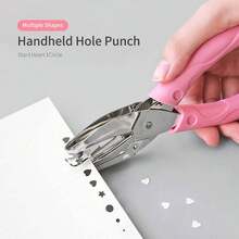Aimall Circle/Heart/Star Shaped Metal Hole Punch Pliers Soft Grip Paper Hand Puncher AU - 粉色 - 查看 3