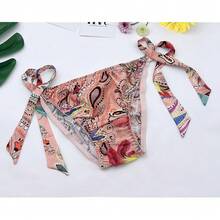 Women Silk Panties Lightweight Briefs Smooth Breathable Satin Bikini,Sexyys Tie-Side Underwear Daily Fit Comfort,Floral#3 - 花卉#3 - 查看 4