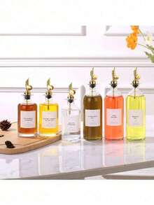 1pc/350ml/500ml Glass Oil Bottle, Thin Wall Leak-Proof Oil Pot, Storage Bottle, Vinegar Bottle, Seasoning Container, Kitchen Utensil, Kitchen Utensil Label (Random) - Multicolor - View 1