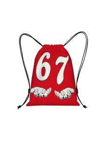 67 Six Seven Sports Backpack, Digital Printed Pattern Sports Drawstring Backpack, Random Printed Daily Backpack, Fashionable Pattern Backpack, Lightweight Large Capacity, Suitable For Fitness, Travel And Office Use, Perfect Gift For Men, Fathers, And Friends. - Multicolor - View 5