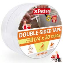 XFasten Double Sided Tape Removable 1 4-Inch by 20-Yards Pack of 8 Ideal as a Gift Wrap Tape Holding Carpets and Woodworking - Blanco - Ver 1