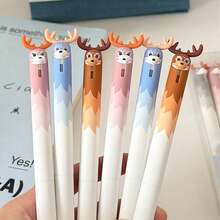 Dongmi's New Cute Pet Deer Push-Up Gel Pen, High-Value Appearance Cute And Funny Stress-Relieving Brush Pen, 0.5mm Quick-Drying Black Pen, Suitable For Students To Take Notes And Brush Questions - Black - View 5