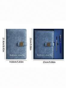 1 pieza Juego de cuaderno de cuero personalizado (con bolígrafo), cuaderno personalizado, juego de regalo de cuaderno de piel sintética, cuaderno de negocios con logotipo personalizado, libreta A5, diario de reuniones de trabajo - Multicolor - Ver 11