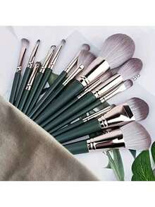 14-Piece Makeup Brush Set For Valentine's Day - Professional Soft And Fluffy Makeup Brushes, Suitable For Foundation, Blush, Eyeshadow, Kabuki, Creating Flawless Makeup Christmas Gift Holiday Gift Guide Holiday Essentials Stuff For Teen Girls Gifts For Women, Resin Handle - 綠色-14個 - 查看 9