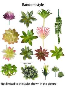 6pcs Artificial Succulent Plants Set, Fake Succulent Micro Landscape, Retro Potted Plants Decor, Artificial Succulent Potted Plants, Rectangular Wooden Planter, Desktop Ornament, Window Sill Greenery Decor - Multicolor - View 7